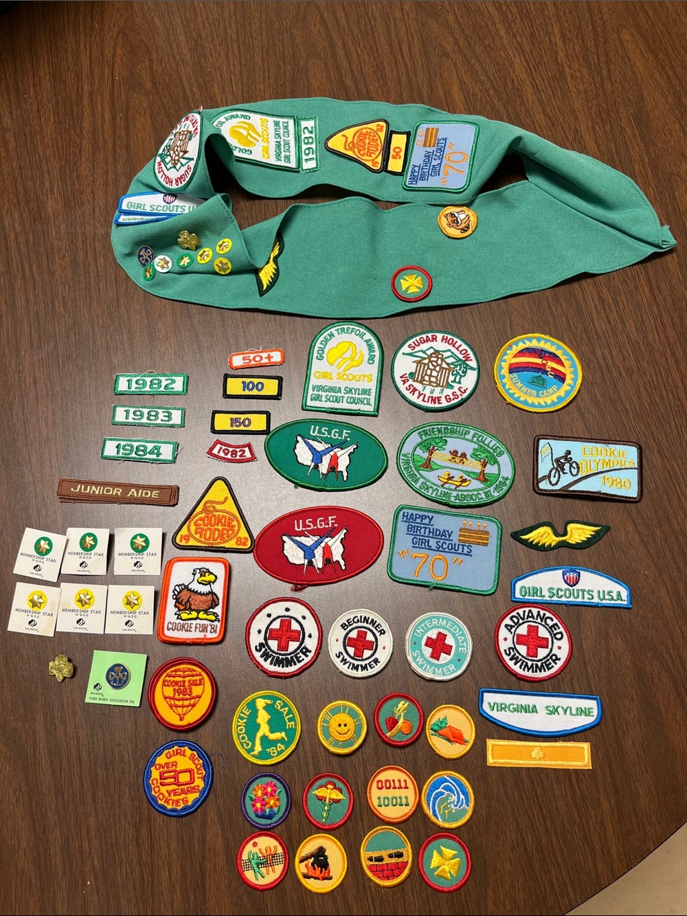 Huge‎ lot of vintage Girl Scouts memorabilia-sash, badges, patches, pins